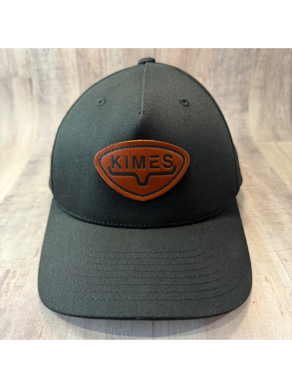 Kimes Ranch Fender Cap Black w/ Brown Leather Patch Adjustable Snapback Hat